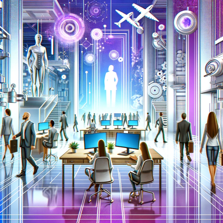 Employee Satisfaction In 2024 Adapting To The Future Of Work Efectio   DALL·E 2024 01 04 14.49.04 Digital Art Style Cover Picture For A Blog About Employee Satisfaction In 2024. The Image Should Depict A Modern Forward Looking Workplace Environmen 768x768 